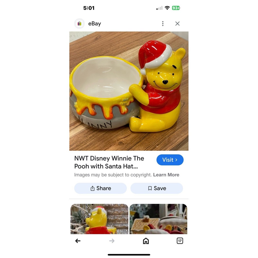 disney Winnie the Pooh Bowl With Santa Hat